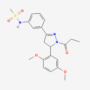 molecular formula C21H25N3O5S B2700686 N-(3-(5-(2,5-dimethoxyphenyl)-1-propionyl-4,5-dihydro-1H-pyrazol-3-yl)phenyl)methanesulfonamide CAS No. 852141-92-5