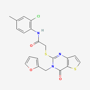 molecular formula C20H16ClN3O3S2 B2700704 N-(2-chloro-4-methylphenyl)-2-({3-[(furan-2-yl)methyl]-4-oxo-3H,4H-thieno[3,2-d]pyrimidin-2-yl}sulfanyl)acetamide CAS No. 1326892-26-5