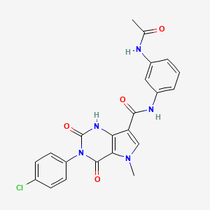 molecular formula C22H18ClN5O4 B2700722 N-(3-acetamidophenyl)-3-(4-chlorophenyl)-5-methyl-2,4-dioxo-2,3,4,5-tetrahydro-1H-pyrrolo[3,2-d]pyrimidine-7-carboxamide CAS No. 921576-23-0