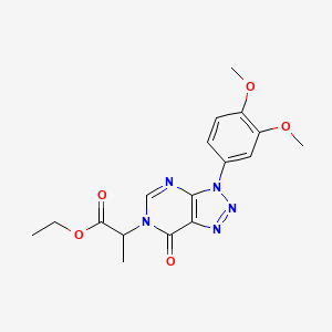 molecular formula C17H19N5O5 B2700744 ethyl 2-(3-(3,4-dimethoxyphenyl)-7-oxo-3H-[1,2,3]triazolo[4,5-d]pyrimidin-6(7H)-yl)propanoate CAS No. 893939-57-6