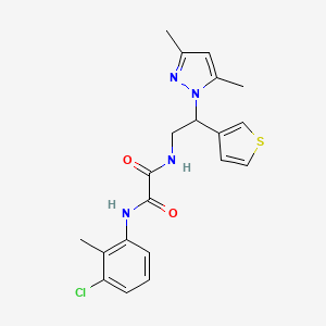 molecular formula C20H21ClN4O2S B2700761 N'-(3-chloro-2-methylphenyl)-N-[2-(3,5-dimethyl-1H-pyrazol-1-yl)-2-(thiophen-3-yl)ethyl]ethanediamide CAS No. 2034492-71-0