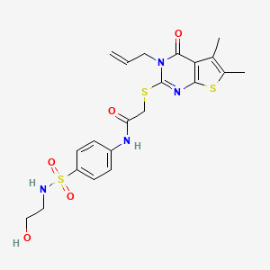 2-((3-allyl-5,6-dimethyl-4-oxo-3,4-dihydrothieno[2,3-d]pyrimidin-2-yl)thio)-N-(4-(N-(2-hydroxyethyl)sulfamoyl)phenyl)acetamide