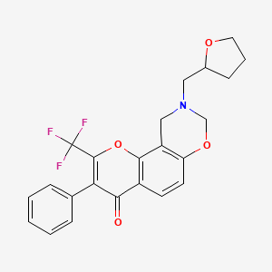 3-phenyl-9-((tetrahydrofuran-2-yl)methyl)-2-(trifluoromethyl)-9,10-dihydrochromeno[8,7-e][1,3]oxazin-4(8H)-one