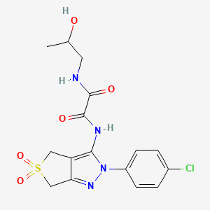 molecular formula C16H17ClN4O5S B2700817 N'-[2-(4-chlorophenyl)-5,5-dioxo-2H,4H,6H-5lambda6-thieno[3,4-c]pyrazol-3-yl]-N-(2-hydroxypropyl)ethanediamide CAS No. 899962-10-8