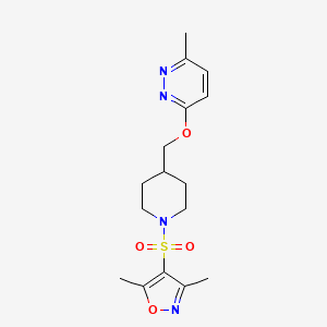 3,5-Dimethyl-4-[4-[(6-methylpyridazin-3-yl)oxymethyl]piperidin-1-yl]sulfonyl-1,2-oxazole