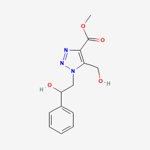 molecular formula C13H15N3O4 B2700883 methyl 5-(hydroxymethyl)-1-(2-hydroxy-2-phenylethyl)-1H-1,2,3-triazole-4-carboxylate CAS No. 1987084-26-3