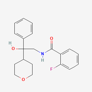 2-fluoro-N-(2-hydroxy-2-phenyl-2-(tetrahydro-2H-pyran-4-yl)ethyl)benzamide