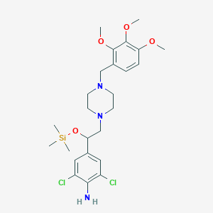 molecular formula C25H37Cl2N3O4Si B027009 2,6-Dichloro-4-(2-(4-((2,3,4-trimethoxyphenyl)methyl)-1-piperazinyl)-1-((trimethylsilyl)oxy)ethyl)benzeneamine CAS No. 104672-12-0