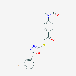 molecular formula C18H14BrN3O3S B270090 N-[4-[2-[[5-(3-bromophenyl)-1,3,4-oxadiazol-2-yl]sulfanyl]acetyl]phenyl]acetamide 