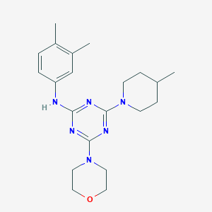 molecular formula C21H30N6O B2700903 N-(3,4-dimethylphenyl)-4-(4-methylpiperidin-1-yl)-6-morpholino-1,3,5-triazin-2-amine CAS No. 946208-64-6