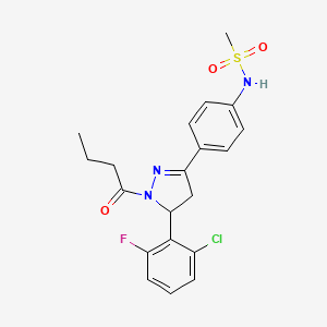 molecular formula C20H21ClFN3O3S B2700964 N-(4-(1-butyryl-5-(2-chloro-6-fluorophenyl)-4,5-dihydro-1H-pyrazol-3-yl)phenyl)methanesulfonamide CAS No. 923227-47-8