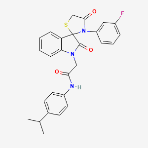 molecular formula C27H24FN3O3S B2700968 2-[3'-(3-fluorophenyl)-2,4'-dioxo-1,2-dihydrospiro[indole-3,2'-[1,3]thiazolidine]-1-yl]-N-[4-(propan-2-yl)phenyl]acetamide CAS No. 894551-20-3