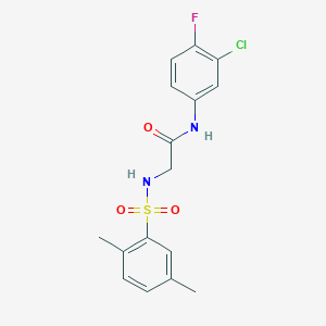 molecular formula C16H16ClFN2O3S B2700969 N-(3-CHLORO-4-FLUOROPHENYL)-2-(2,5-DIMETHYLBENZENESULFONAMIDO)ACETAMIDE CAS No. 690644-40-7