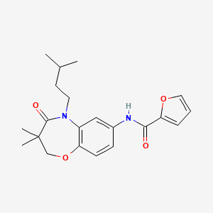 molecular formula C21H26N2O4 B2700976 N-(5-isopentyl-3,3-dimethyl-4-oxo-2,3,4,5-tetrahydrobenzo[b][1,4]oxazepin-7-yl)furan-2-carboxamide CAS No. 921777-97-1