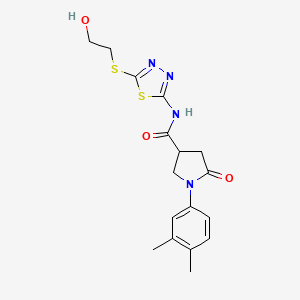 B2700998 1-(3,4-dimethylphenyl)-N-(5-((2-hydroxyethyl)thio)-1,3,4-thiadiazol-2-yl)-5-oxopyrrolidine-3-carboxamide CAS No. 872595-48-7