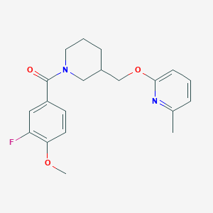 molecular formula C20H23FN2O3 B2701009 2-{[1-(3-Fluoro-4-methoxybenzoyl)piperidin-3-yl]methoxy}-6-methylpyridine CAS No. 2380010-74-0