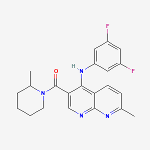 molecular formula C22H22F2N4O B2701013 N-(3,5-difluorophenyl)-7-methyl-3-(2-methylpiperidine-1-carbonyl)-1,8-naphthyridin-4-amine CAS No. 1251694-41-3