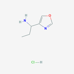 molecular formula C6H11ClN2O B2701034 1-(1,3-Oxazol-4-yl)propan-1-amine;hydrochloride CAS No. 2305253-02-3