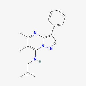 molecular formula C18H22N4 B2701043 5,6-dimethyl-N-(2-methylpropyl)-3-phenylpyrazolo[1,5-a]pyrimidin-7-amine CAS No. 890618-78-7