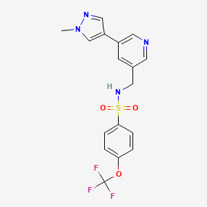 molecular formula C17H15F3N4O3S B2701051 N-((5-(1-methyl-1H-pyrazol-4-yl)pyridin-3-yl)methyl)-4-(trifluoromethoxy)benzenesulfonamide CAS No. 2034462-51-4