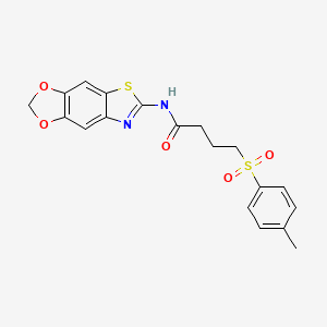 molecular formula C19H18N2O5S2 B2701061 N-([1,3]dioxolo[4,5-f][1,3]benzothiazol-6-yl)-4-(4-methylphenyl)sulfonylbutanamide CAS No. 941967-54-0