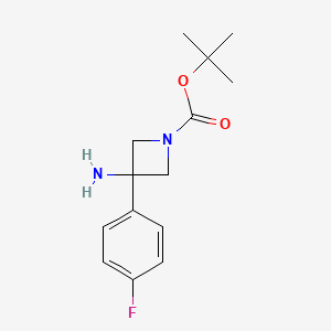 molecular formula C14H19FN2O2 B2701070 tert-Butyl 3-amino-3-(4-fluorophenyl)azetidine-1-carboxylate CAS No. 2156173-79-2