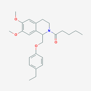molecular formula C25H33NO4 B2701072 1-(1-((4-ethylphenoxy)methyl)-6,7-dimethoxy-3,4-dihydroisoquinolin-2(1H)-yl)pentan-1-one CAS No. 449764-84-5