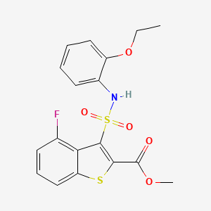 molecular formula C18H16FNO5S2 B2701111 Methyl 3-[(2-ethoxyphenyl)sulfamoyl]-4-fluoro-1-benzothiophene-2-carboxylate CAS No. 941919-21-7