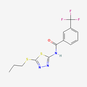 molecular formula C13H12F3N3OS2 B2701134 N-[5-(propylsulfanyl)-1,3,4-thiadiazol-2-yl]-3-(trifluoromethyl)benzamide CAS No. 393567-47-0