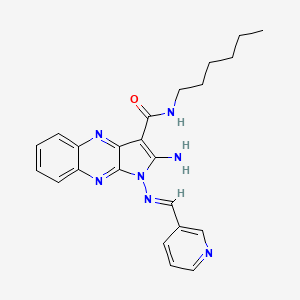 (E)-2-amino-N-hexyl-1-((pyridin-3-ylmethylene)amino)-1H-pyrrolo[2,3-b]quinoxaline-3-carboxamide