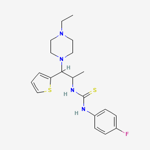 molecular formula C20H27FN4S2 B2701186 1-(1-(4-Ethylpiperazin-1-yl)-1-(thiophen-2-yl)propan-2-yl)-3-(4-fluorophenyl)thiourea CAS No. 863017-67-8