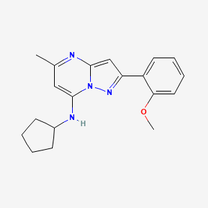 molecular formula C19H22N4O B2701199 N-cyclopentyl-2-(2-methoxyphenyl)-5-methylpyrazolo[1,5-a]pyrimidin-7-amine CAS No. 932988-58-4