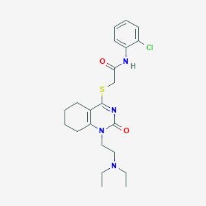 molecular formula C22H29ClN4O2S B2701227 N-(2-chlorophenyl)-2-((1-(2-(diethylamino)ethyl)-2-oxo-1,2,5,6,7,8-hexahydroquinazolin-4-yl)thio)acetamide CAS No. 899949-95-2
