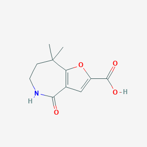 molecular formula C11H13NO4 B2701228 8,8-Dimethyl-4-oxo-6,7-dihydro-5H-furo[3,2-c]azepine-2-carboxylic acid CAS No. 2375262-46-5