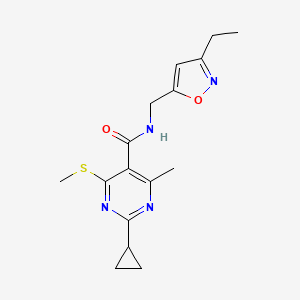 2-Cyclopropyl-N-[(3-ethyl-1,2-oxazol-5-yl)methyl]-4-methyl-6-methylsulfanylpyrimidine-5-carboxamide