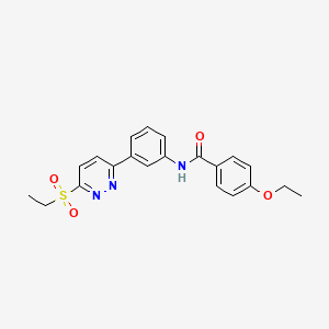 molecular formula C21H21N3O4S B2701240 N-{3-[6-(ethanesulfonyl)pyridazin-3-yl]phenyl}-4-ethoxybenzamide CAS No. 1005294-35-8