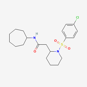 molecular formula C20H29ClN2O3S B2701241 2-(1-((4-chlorophenyl)sulfonyl)piperidin-2-yl)-N-cycloheptylacetamide CAS No. 941910-94-7