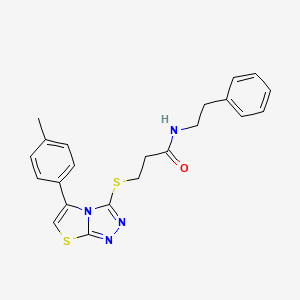 molecular formula C22H22N4OS2 B2701252 N-phenethyl-3-((5-(p-tolyl)thiazolo[2,3-c][1,2,4]triazol-3-yl)thio)propanamide CAS No. 690645-34-2