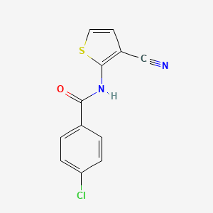 molecular formula C12H7ClN2OS B2701261 4-chloro-N-(3-cyanothiophen-2-yl)benzamide CAS No. 338777-36-9