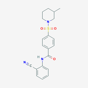 molecular formula C20H21N3O3S B2701277 N-(2-cyanophenyl)-4-((3-methylpiperidin-1-yl)sulfonyl)benzamide CAS No. 683766-00-9