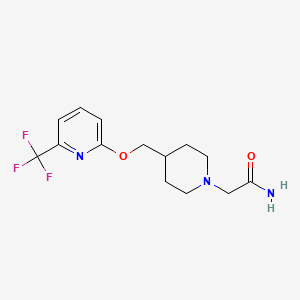 molecular formula C14H18F3N3O2 B2701302 2-[4-[[6-(Trifluoromethyl)pyridin-2-yl]oxymethyl]piperidin-1-yl]acetamide CAS No. 2379951-77-4