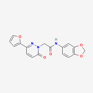 molecular formula C17H13N3O5 B2701312 N-(2H-1,3-benzodioxol-5-yl)-2-[3-(furan-2-yl)-6-oxo-1,6-dihydropyridazin-1-yl]acetamide CAS No. 899946-09-9