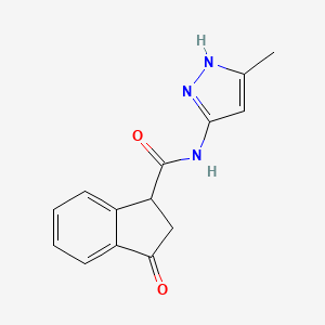 molecular formula C14H13N3O2 B2701315 N-(5-methyl-1H-pyrazol-3-yl)-3-oxo-2,3-dihydro-1H-indene-1-carboxamide CAS No. 1286696-02-3