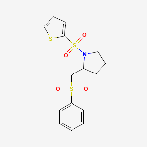 2-((Phenylsulfonyl)methyl)-1-(thiophen-2-ylsulfonyl)pyrrolidine
