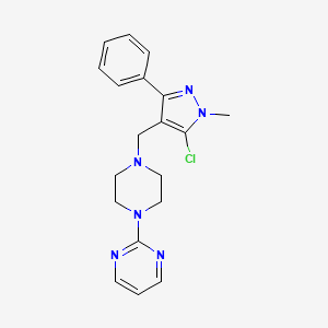 2-{4-[(5-chloro-1-methyl-3-phenyl-1H-pyrazol-4-yl)methyl]piperazino}pyrimidine