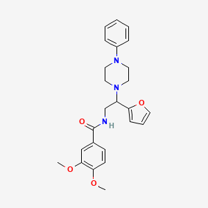molecular formula C25H29N3O4 B2701380 N-[2-(furan-2-yl)-2-(4-phenylpiperazin-1-yl)ethyl]-3,4-dimethoxybenzamide CAS No. 877631-96-4