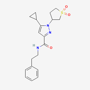 B2701410 5-cyclopropyl-1-(1,1-dioxidotetrahydrothiophen-3-yl)-N-phenethyl-1H-pyrazole-3-carboxamide CAS No. 1019096-35-5