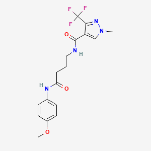 molecular formula C17H19F3N4O3 B2701411 N-[4-(4-methoxyanilino)-4-oxobutyl]-1-methyl-3-(trifluoromethyl)-1H-pyrazole-4-carboxamide CAS No. 956200-42-3