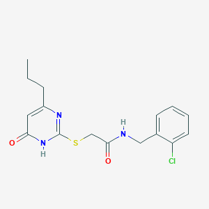 molecular formula C16H18ClN3O2S B2701413 N-(2-chlorobenzyl)-2-((6-oxo-4-propyl-1,6-dihydropyrimidin-2-yl)thio)acetamide CAS No. 402864-47-5