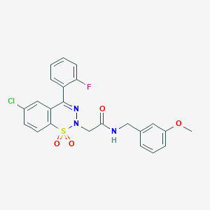 2-(6-chloro-4-(2-fluorophenyl)-1,1-dioxido-2H-benzo[e][1,2,3]thiadiazin-2-yl)-N-(3-methoxybenzyl)acetamide